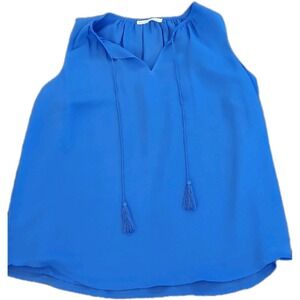 Violet + Claire Sleeveless Blouse with rope tassels  XL Blue Career garden party